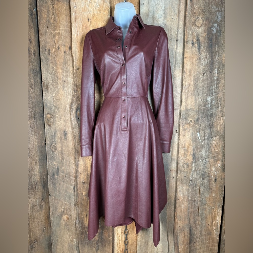 BCBG MaxAzria Brown Faux Leather Dress - Size XX-Small